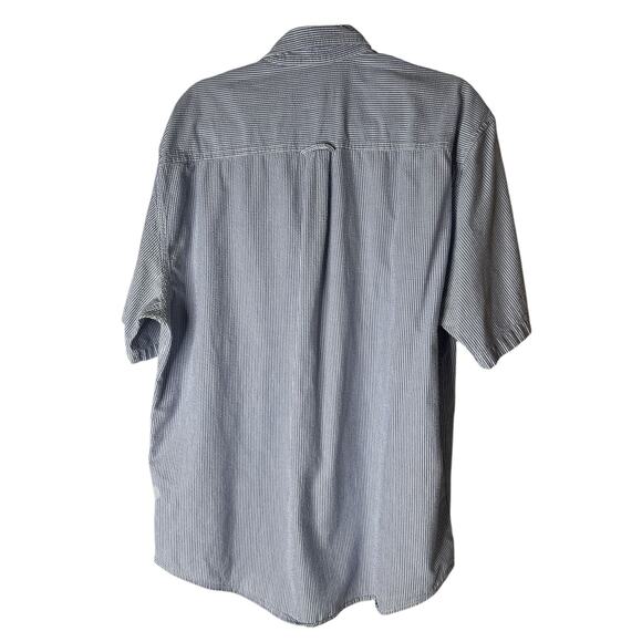 Eddie Bauer Mens Blue and White Striped Seersucker Short Sleeve Shirt Size M - Picture 3 of 6